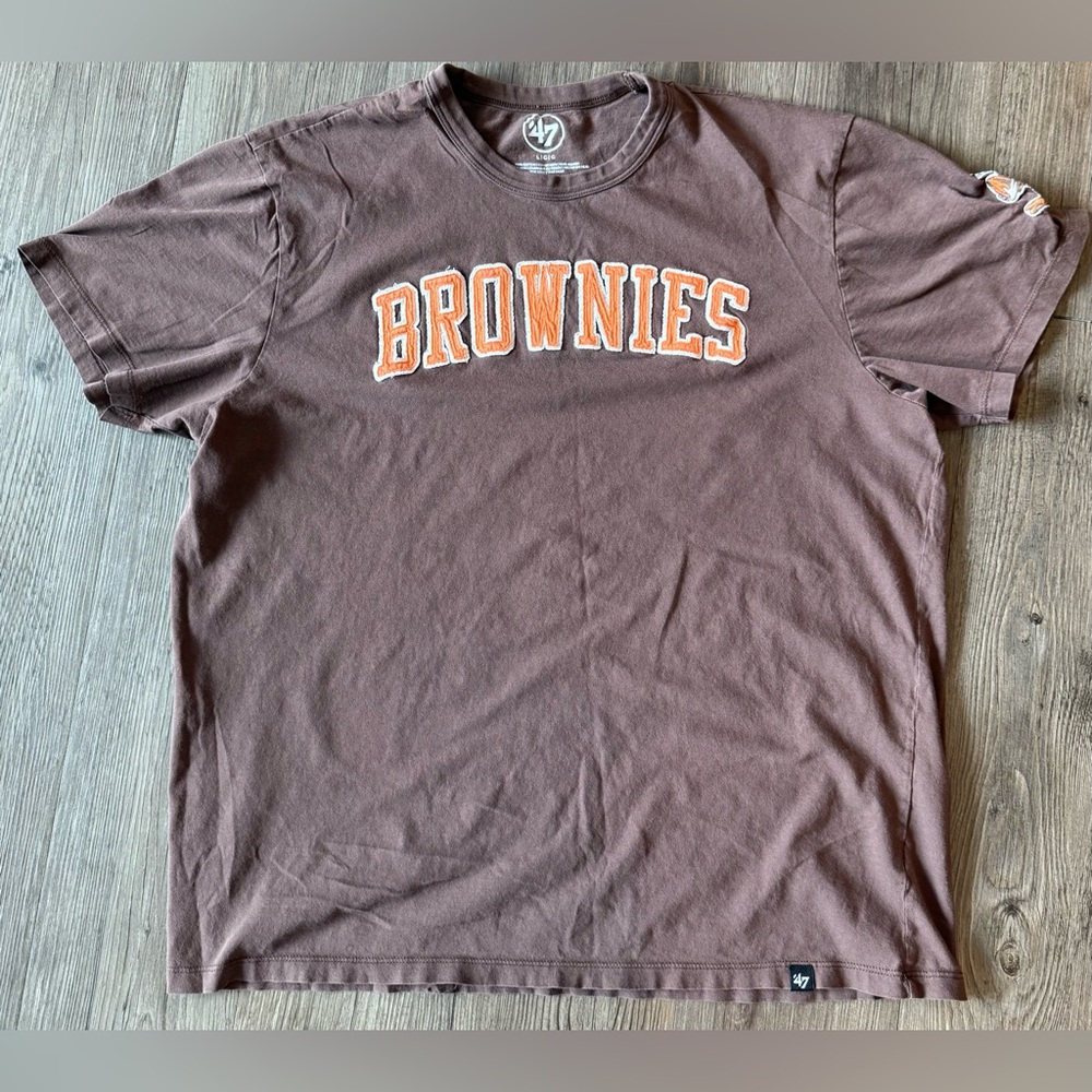 ‘47 Men’s Cleveland Browns T-Shirt, Large, “Brownies” Embroidered Logo w/ Patch